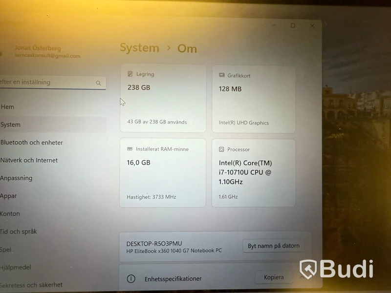 HP Elitebook, touchskärm, i7, 16 GB