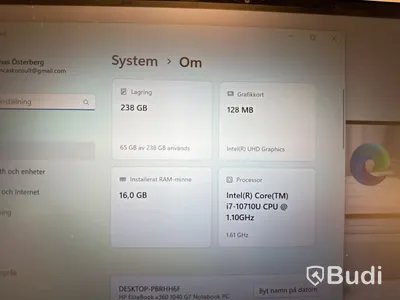 HP Elitebook, touchskärm, i7, 16 GB