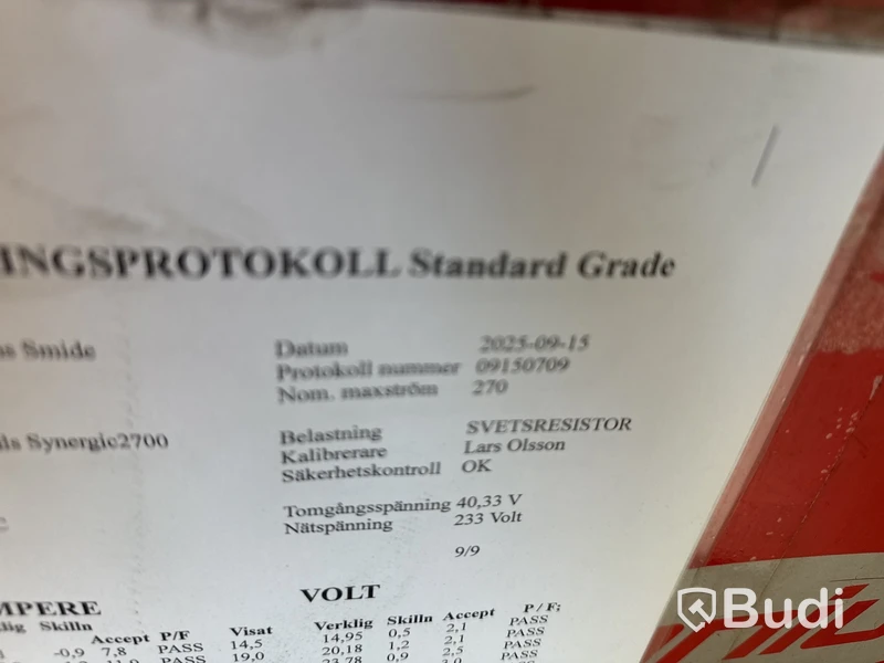 Mig/Mag-svets Fronius TranPulsSynergic 2700, Validerad