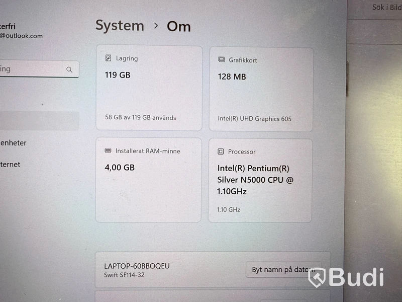 Laptop Acer Swift 4GB