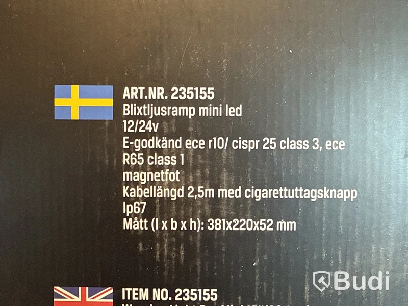 Blixtljusramp, Award, mini LED, 12/24V, magnetfot, mått 381x220x52 mm