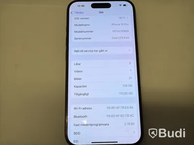 Mobiltelefon iPhone 15 Pro, 128 GB, grafit