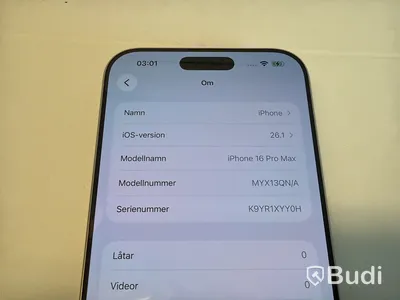 iPhone 16 Pro Max, 512 GB, vit