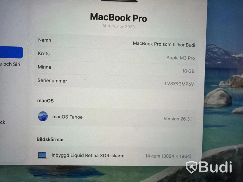 MacBook Pro Apple 14 tum, M3 Pro, 18 GB RAM