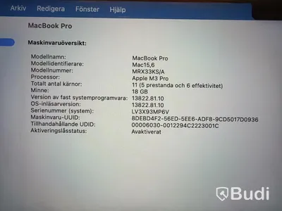 MacBook Pro Apple 14 tum, M3 Pro, 18 GB RAM