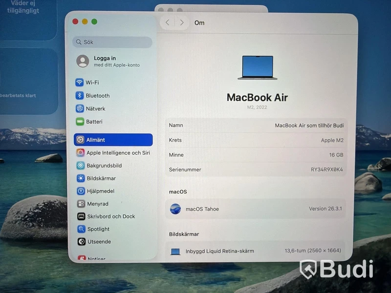 Laptop Apple MacBook Air, M2, 16 GB RAM