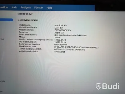 Laptop Apple MacBook Air, M2, 16 GB RAM