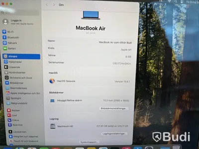 MacBook Air, M1, 8 GB RAM