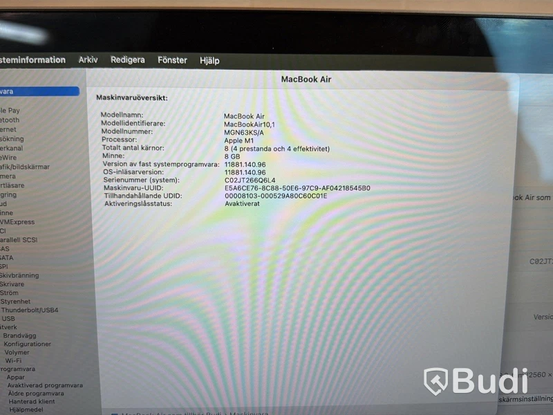 MacBook Air, M1, 8 GB RAM