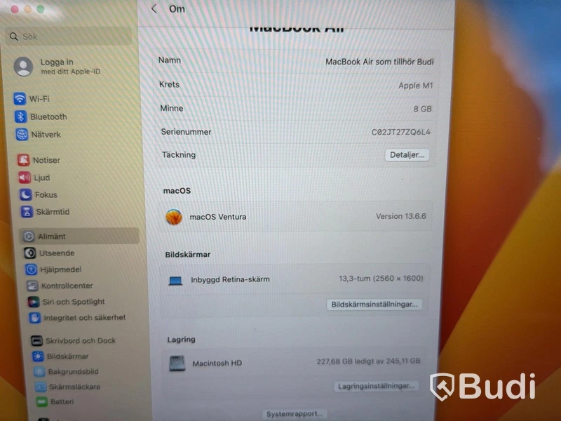 MacBook Air, M1, 8 GB RAM