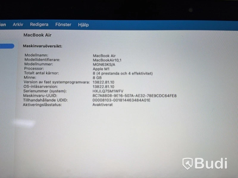 MacBook Air, M1, 8 GB RAM