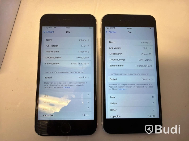 2 st iPhone SE, 64 GB, vit