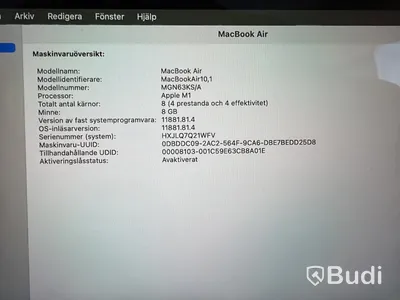MacBook Air M1, 2020, 8 GB RAM