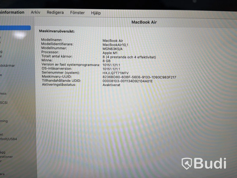 MacBook Air Apple M1, 8 GB RAM, 256 GB SSD