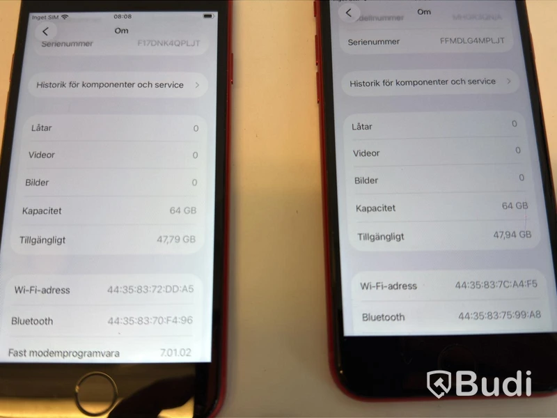 2 st iPhone SE, röd, 64 GB