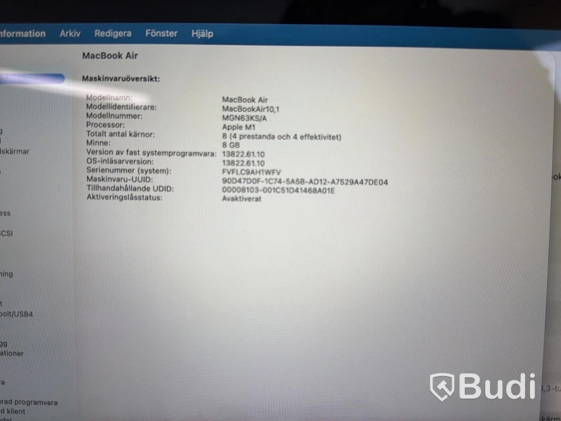 MacBook Air, M1, 8 GB RAM