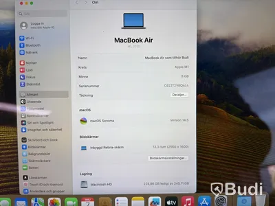 MacBook Air, M1, 8 GB RAM