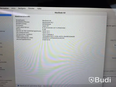MacBook Air, M1, 8 GB RAM