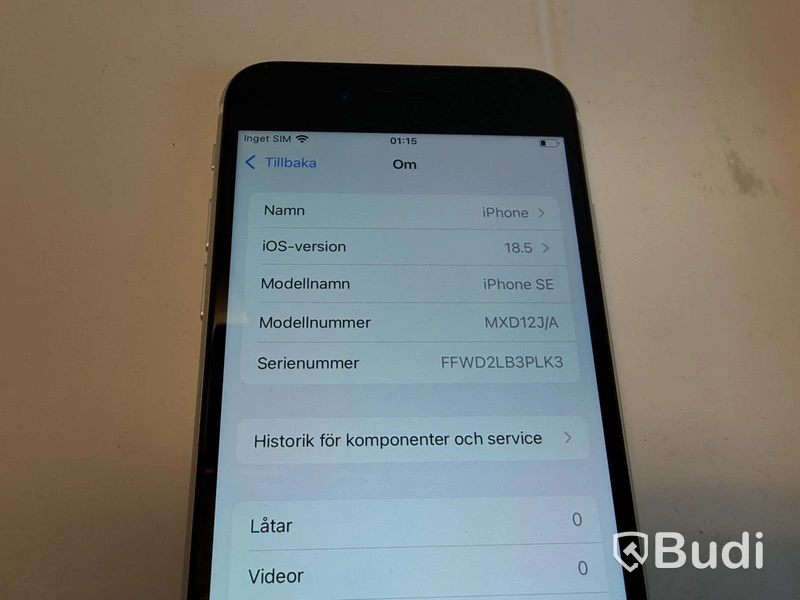 iPhone Apple SE, iOS 18.5, 100 % batterihälsa
