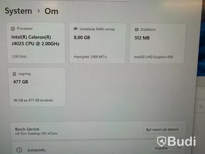 Stationär dator HP Slim Desktop S01-aF2xxx, Celeron, 8 GB RAM