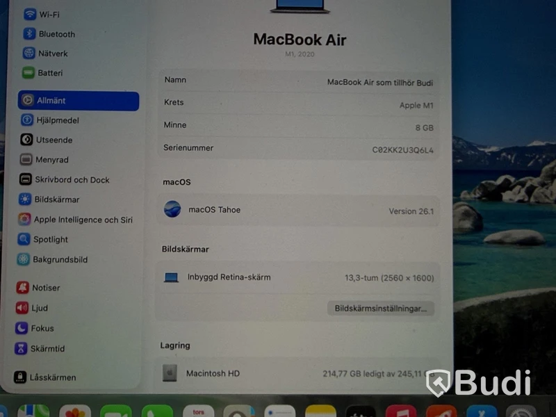 MacBook Air, M1, 8 GB RAM