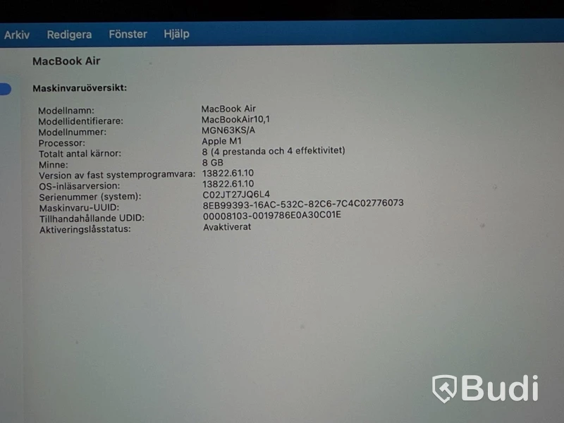 MacBook Air, M1, 8 GB RAM