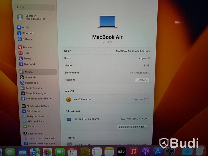 MacBook Air M1, 2020, 8 GB RAM