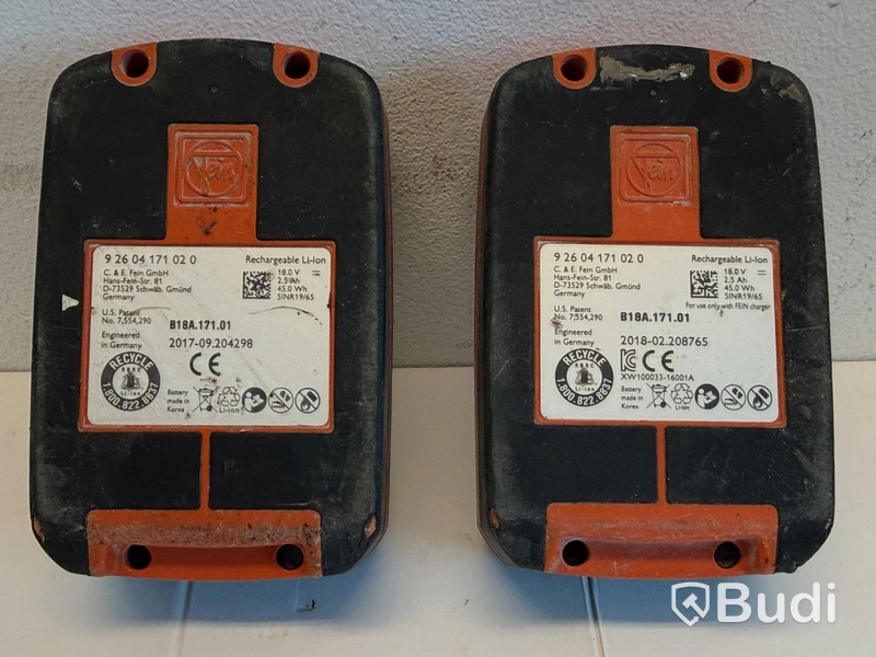 2 st Batteri Fein, 18 V, 2x2,5 Ah