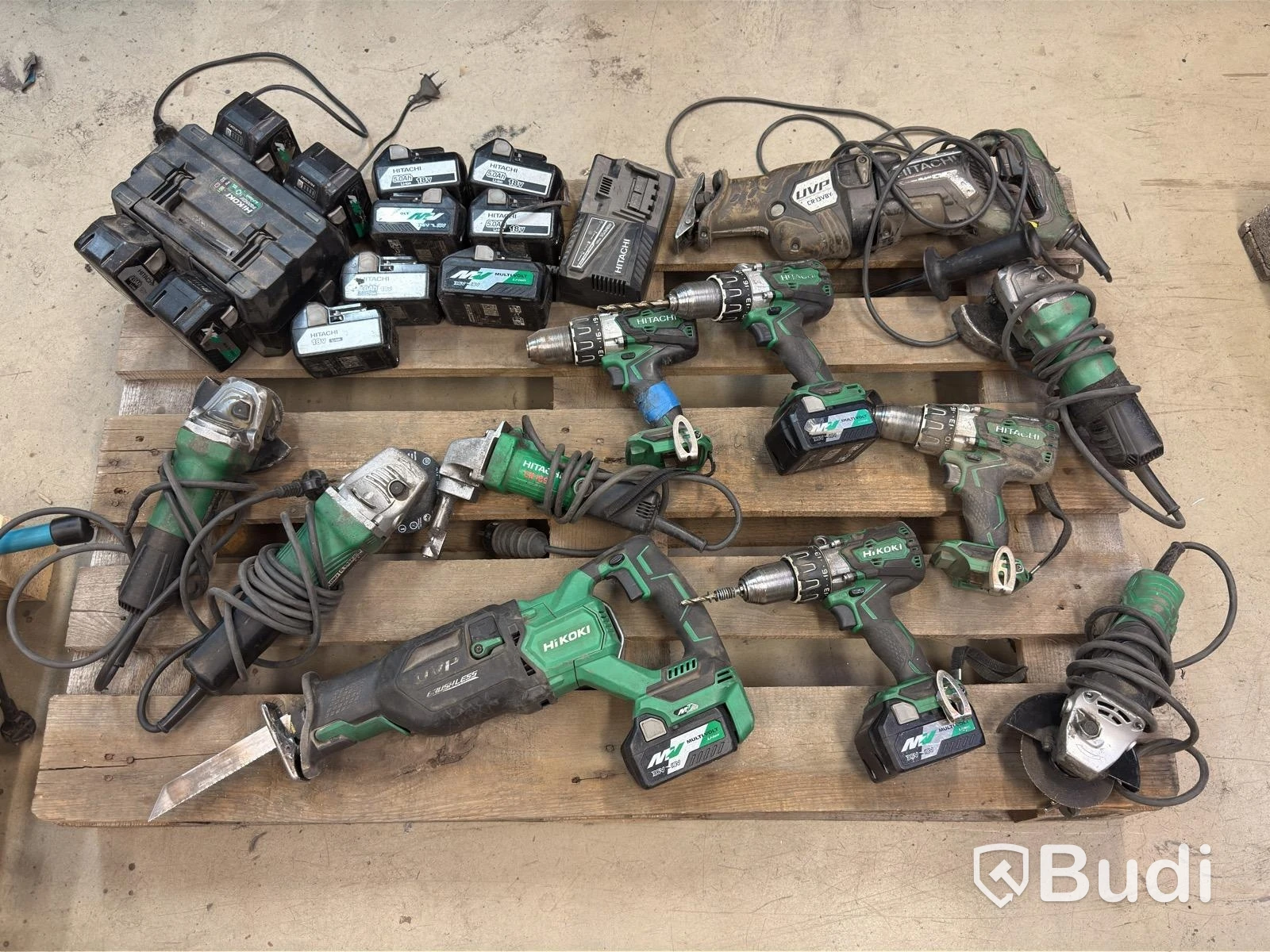 Lot of assorted corded and cordless power tools, Hitachi and HiKOKI