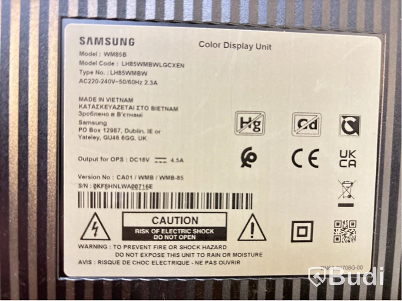 Skärm Samsung Flip, WM85B 85 tum touchskärm inkl. TV-ställ på hjul