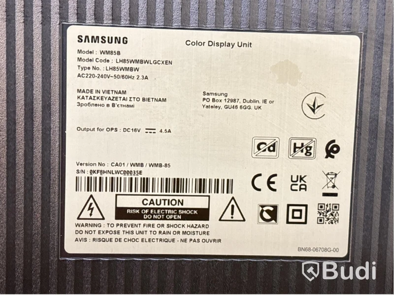 Skärm Samsung Flip, WM85B 85 tum touchskärm inkl. TV-ställ på hjul