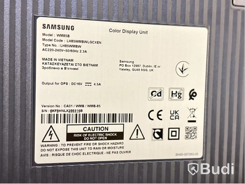 Skärm Samsung Flip, WM85B 85 tum touchskärm inkl. TV-ställ på hjul
