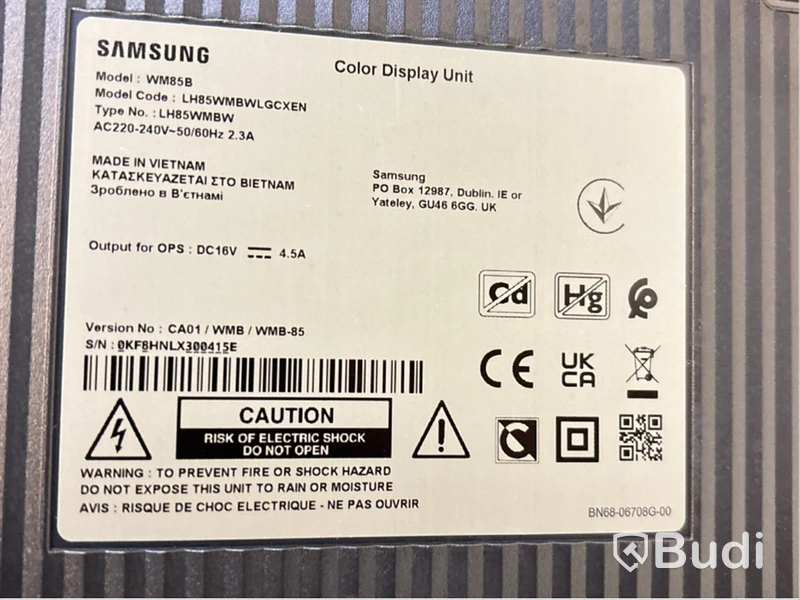 Skärm Samsung Flip, WM85B 85 tum touchskärm inkl. TV-ställ på hjul