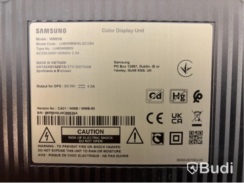 Skärm Samsung Flip, WM85B 85 tum touchskärm inkl. TV-ställ på hjul