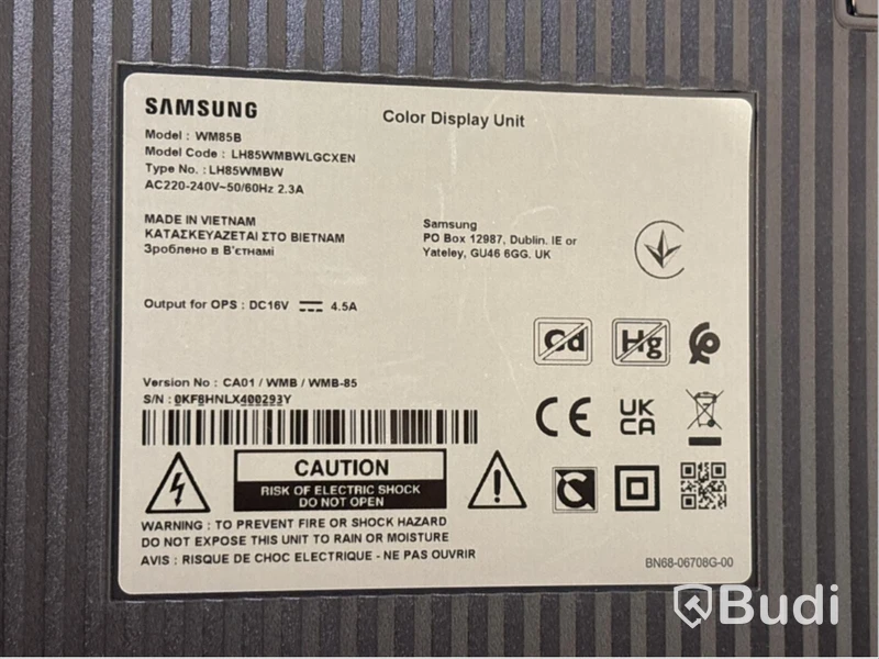 Skärm Samsung Flip, WM85B 85 tum touchskärm inkl. TV-ställ på hjul