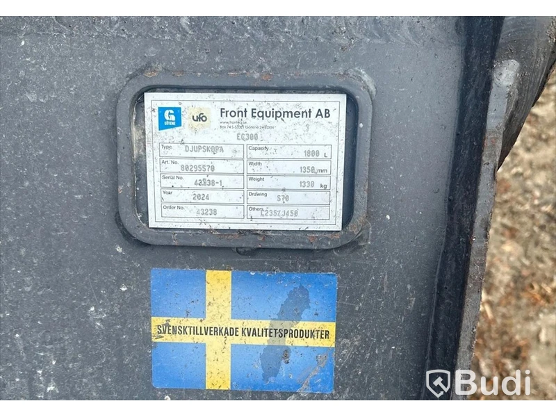 1 Götene Grävskopa, tandad 1800L S70 tand J-450 5 st tänder - s/n 43238-