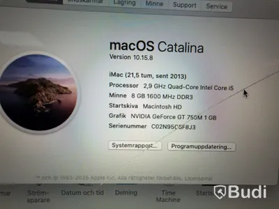 iMac Apple 21,5 tum, 2013, 8 GB RAM