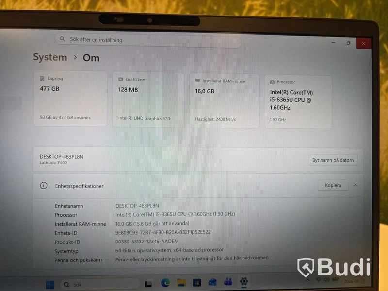 Dell Latitude 7400 Laptop, i5, 16 GB RAM