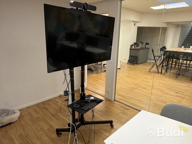 TV, Philips 50 tum på rullstativ ink Logitech Meetup konferenskamera