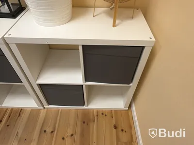 Hyllförvaring med lådor, vit