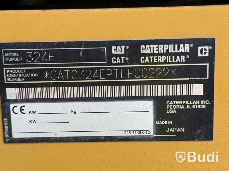 Bandgrävare Cat 324EL | 3 st redskap | 2012
