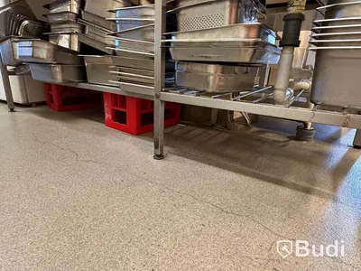 Stainless steel workbench with sink, 220×65 cm