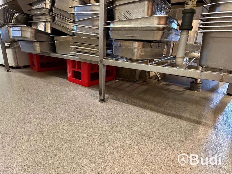 Stainless steel workbench with sink, 220×65 cm