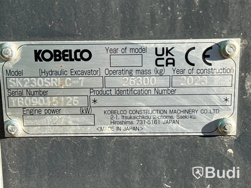 Grävmaskin Kobelco SK 230 SRLC -7 -2023