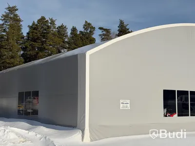Tälthall 480m² med port och 2 kontor i kopplad byggbod