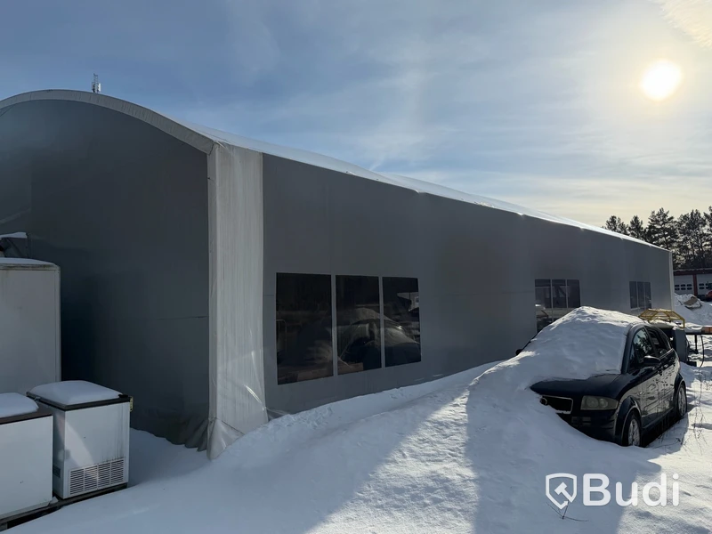 Tälthall 480m² med port och 2 kontor i kopplad byggbod