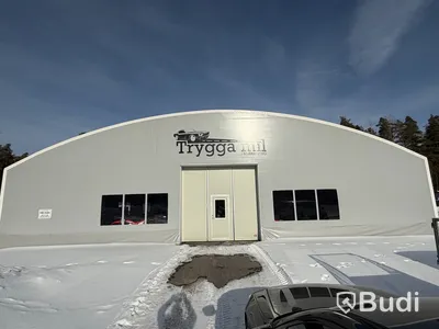 Tälthall 480m² med port och 2 kontor i kopplad byggbod