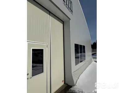 Tälthall 480m² med port och 2 kontor i kopplad byggbod