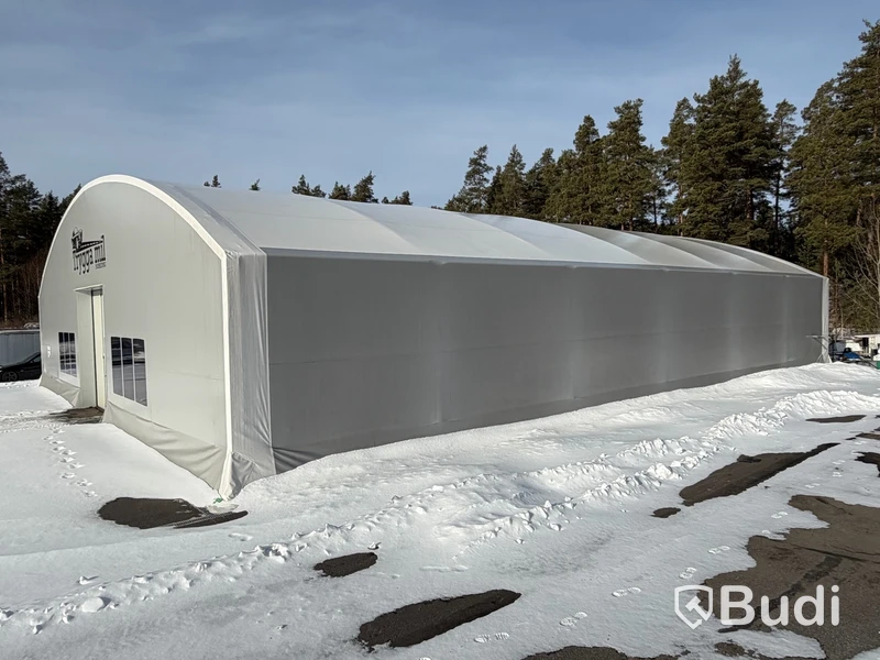 Tälthall 480m² med port och 2 kontor i kopplad byggbod