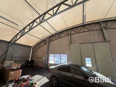 Tälthall 480m² med port och 2 kontor i kopplad byggbod